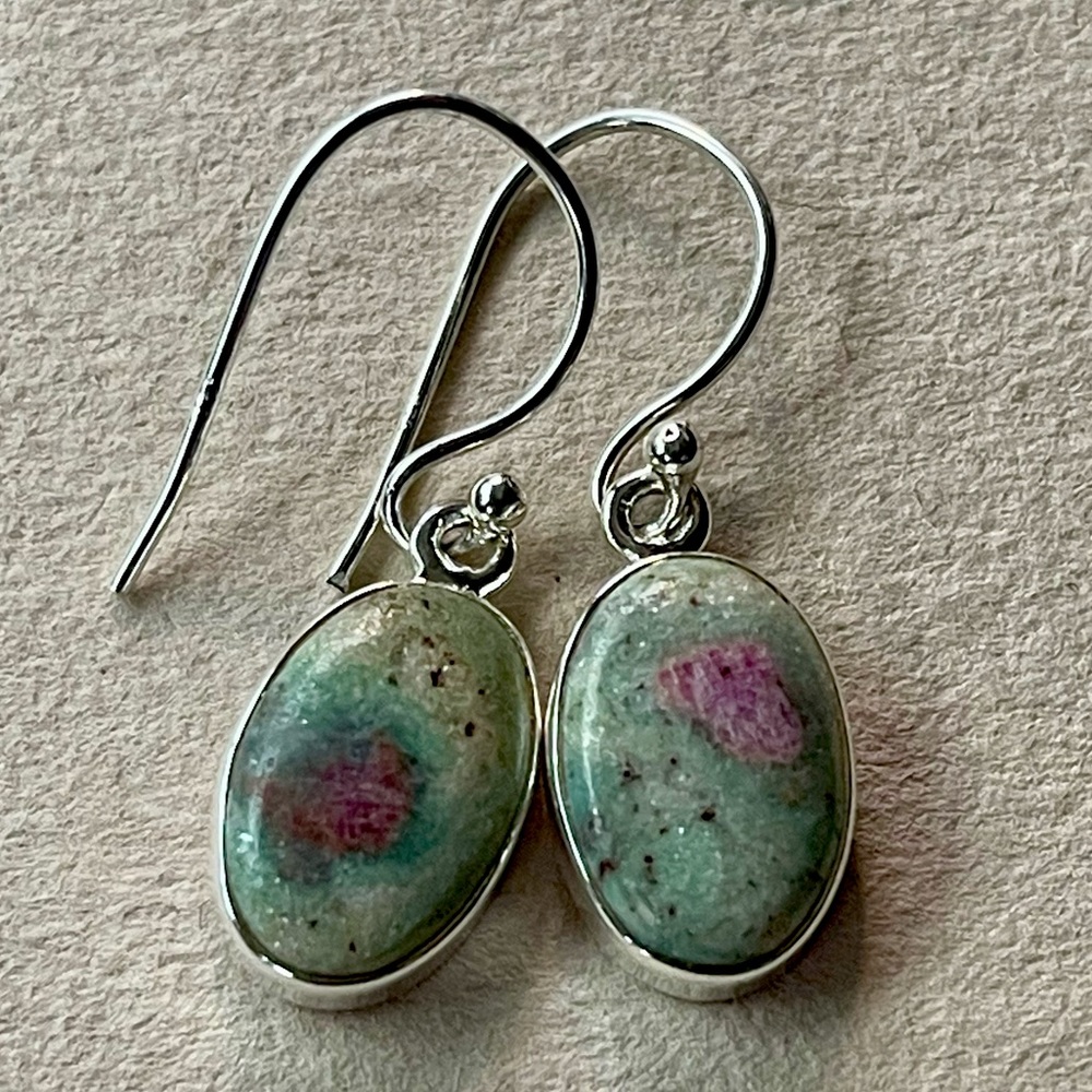 Natural Ruby In Fuchsite Sterling Silver Earrings - image 2